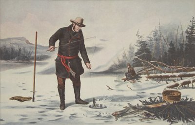 American Winter Sports - Trout Fishing on Chateaugay Lake (Franklin County N.Y. ), pub. 1856, Currier & Ives af American School